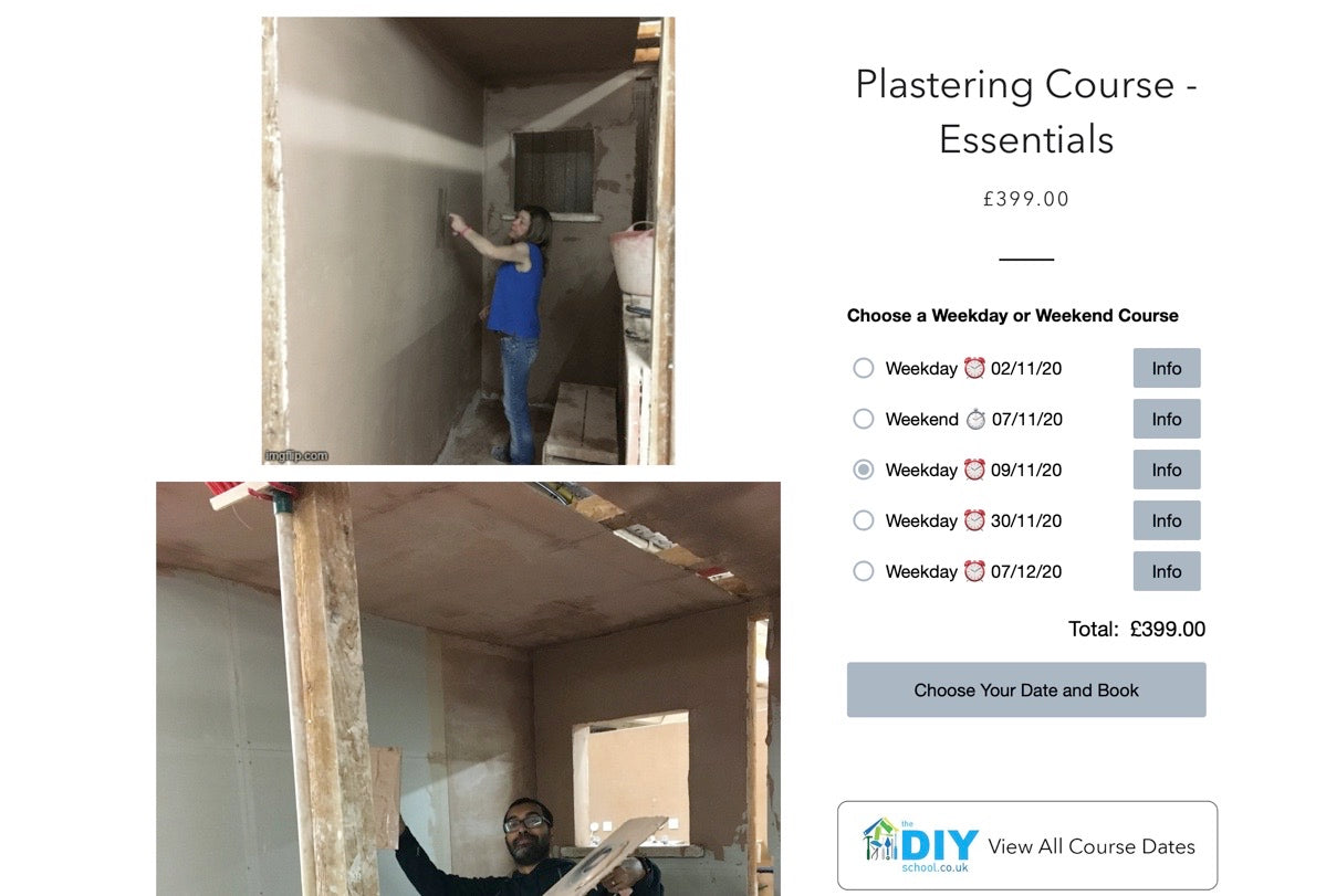 We've just added a November 9th Plastering Essentials Course