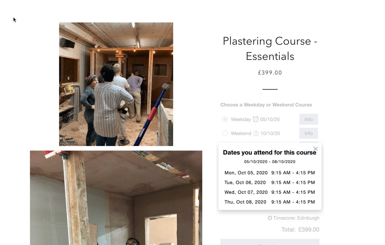 Last Minute Cancellation for October 5th Plastering Course